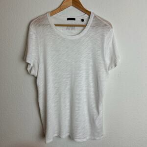 ATM Anthony Thomas Melillo White Slub Cotton Tee Shirt XL Lightweight Sheer Top